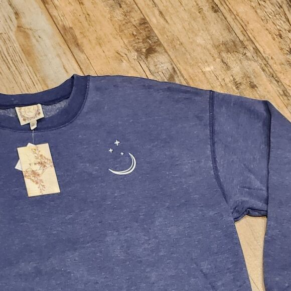 🔸️NWT Tru Self Blue Celestial Long Sleeve Sweatshirt Large - Picture 6 of 14